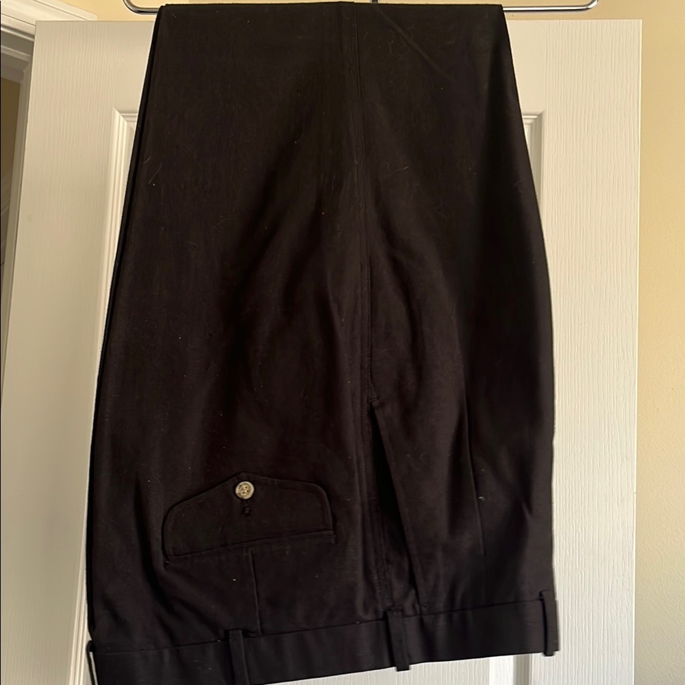 Men’s Black Dress Pants with Sharp Crease and Flat Waistband